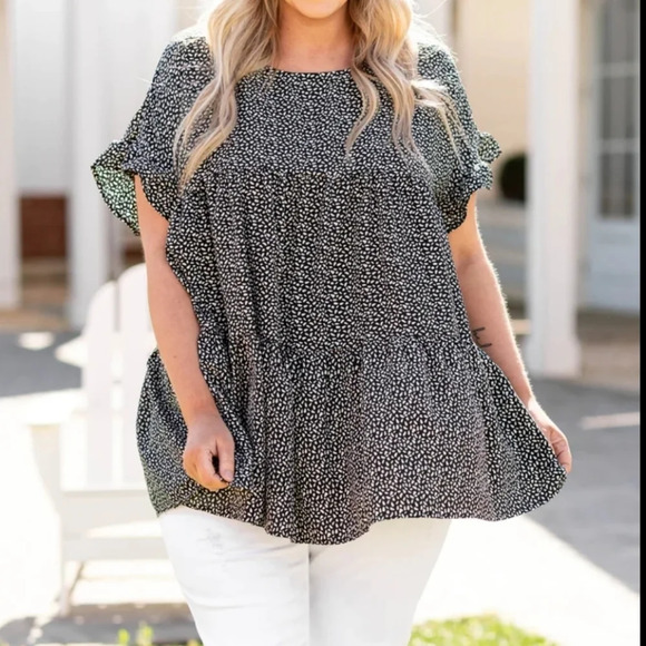 First Love Tops - First Love Coffee By Candlelight Tiered Ruffle Top